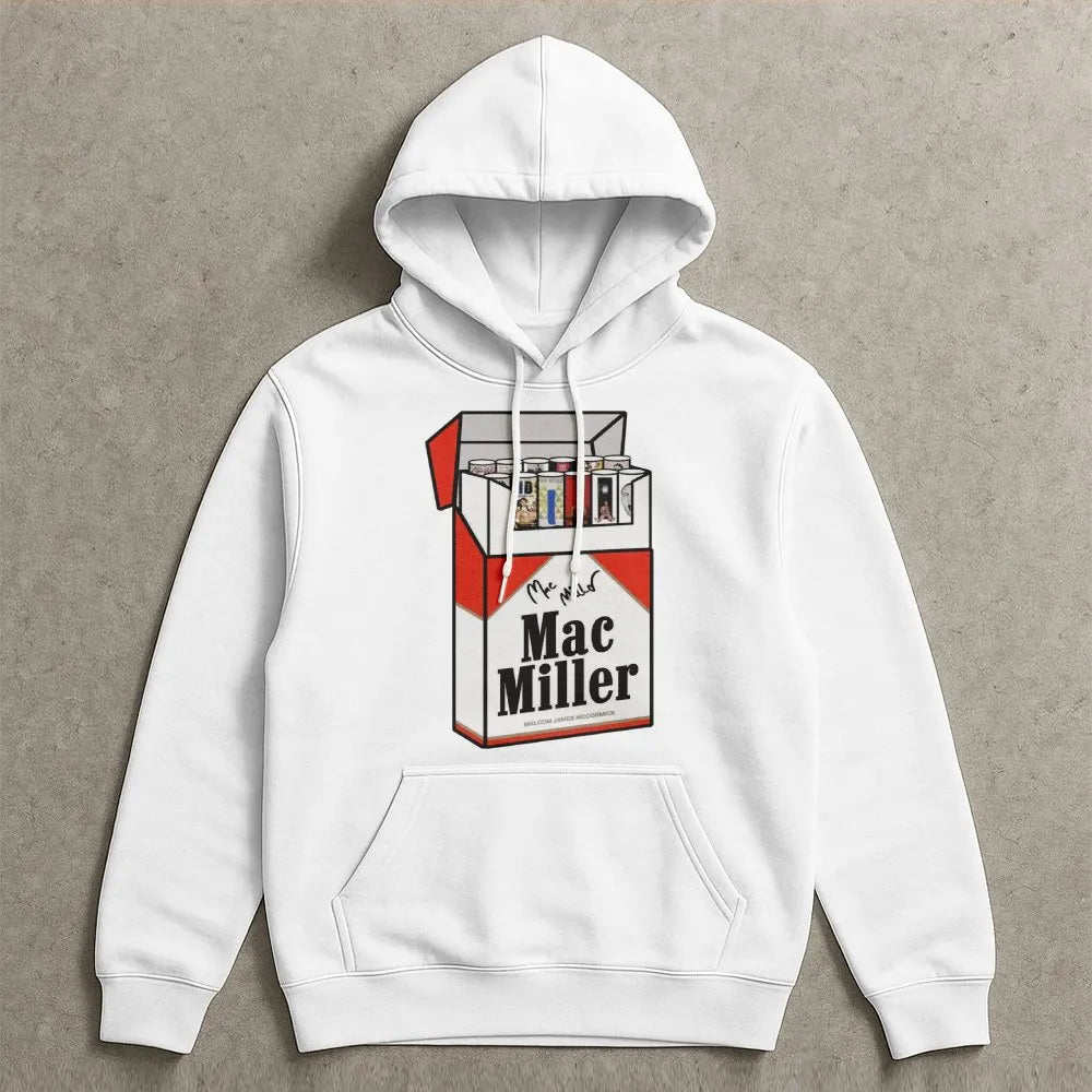 Mac Miller Hoodie | Album Art Cigarette Pack Design | Premium Cotton Blend | Gift for Rap Music Fans