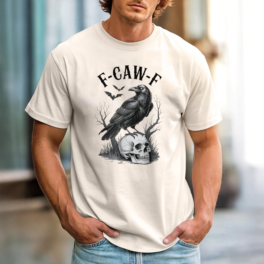Gothic Raven Skull T-Shirt | F-Caw-F Dark Academia Graphic Tee | 100% Cotton Premium Quality | Unisex Streetwear Gift for Got