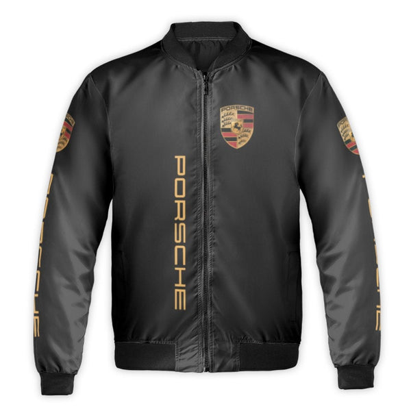 Luxury Sports Car Bomber Jacket | Premium Porsche Crest Logo Design | Windproof Nylon Outerwear | Gift for Car Enthusiasts & 