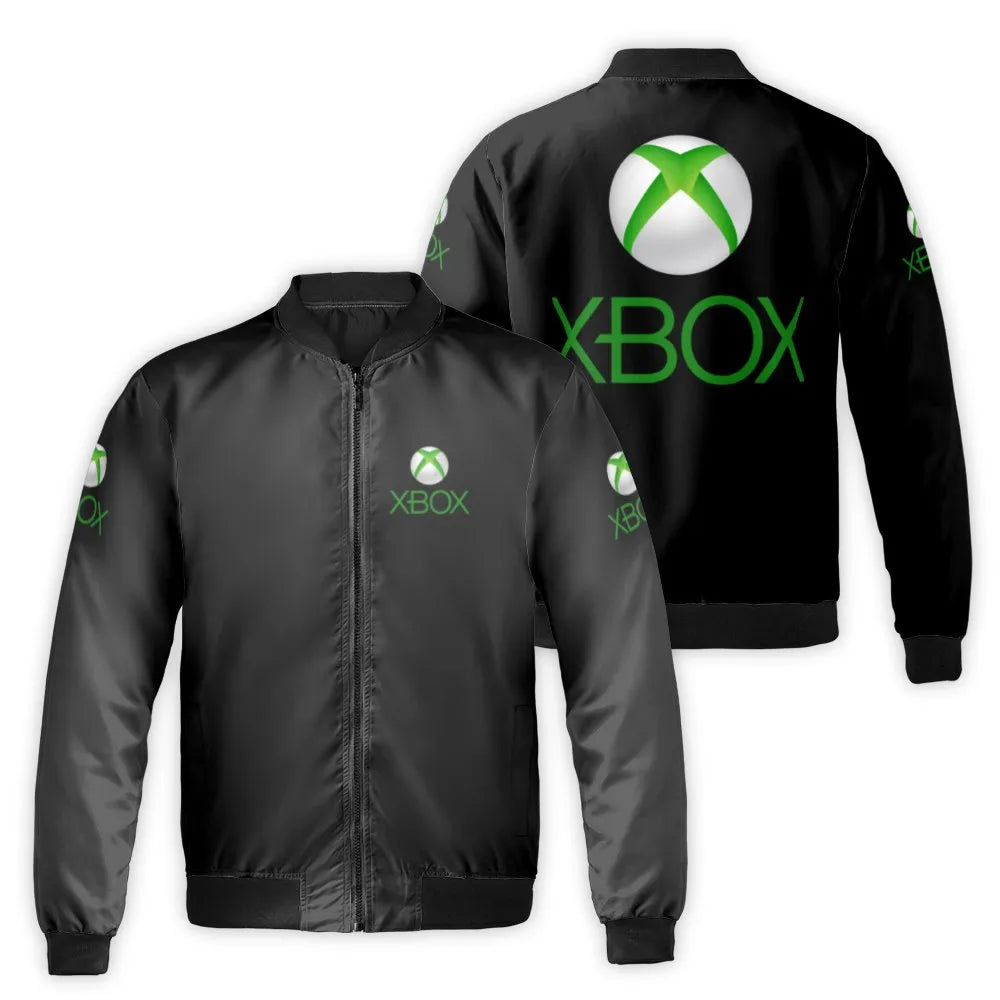 Xbox Logo Bomber Jacket | Streetwear Gamer Windbreaker | Durable Nylon Quilt Design | Premium Gift for Gaming Fans