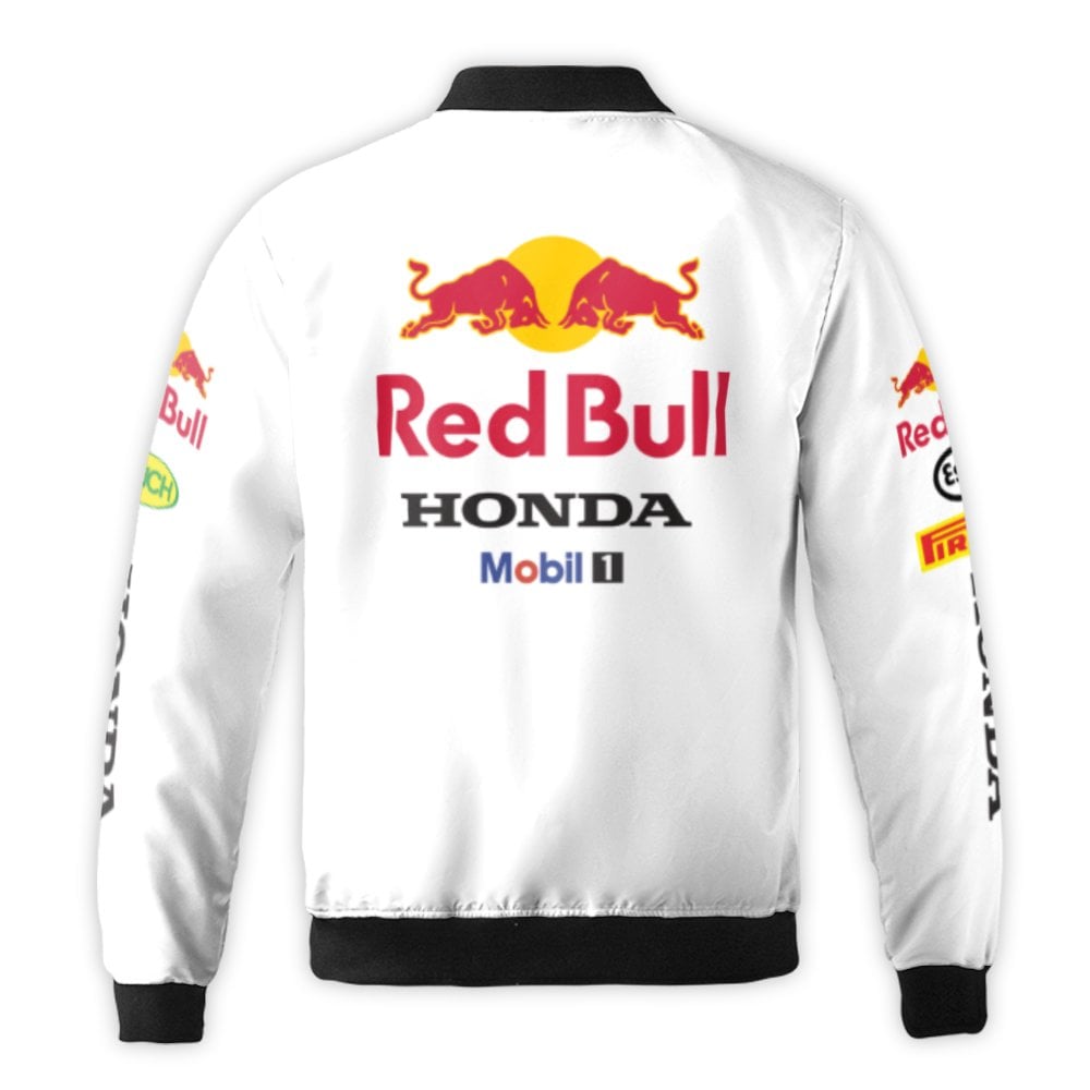 F1 Racing Bomber Jacket | Red Bull Honda Team Apparel | Durable Nylon Streetwear | Unisex Motorsport Fan Gift