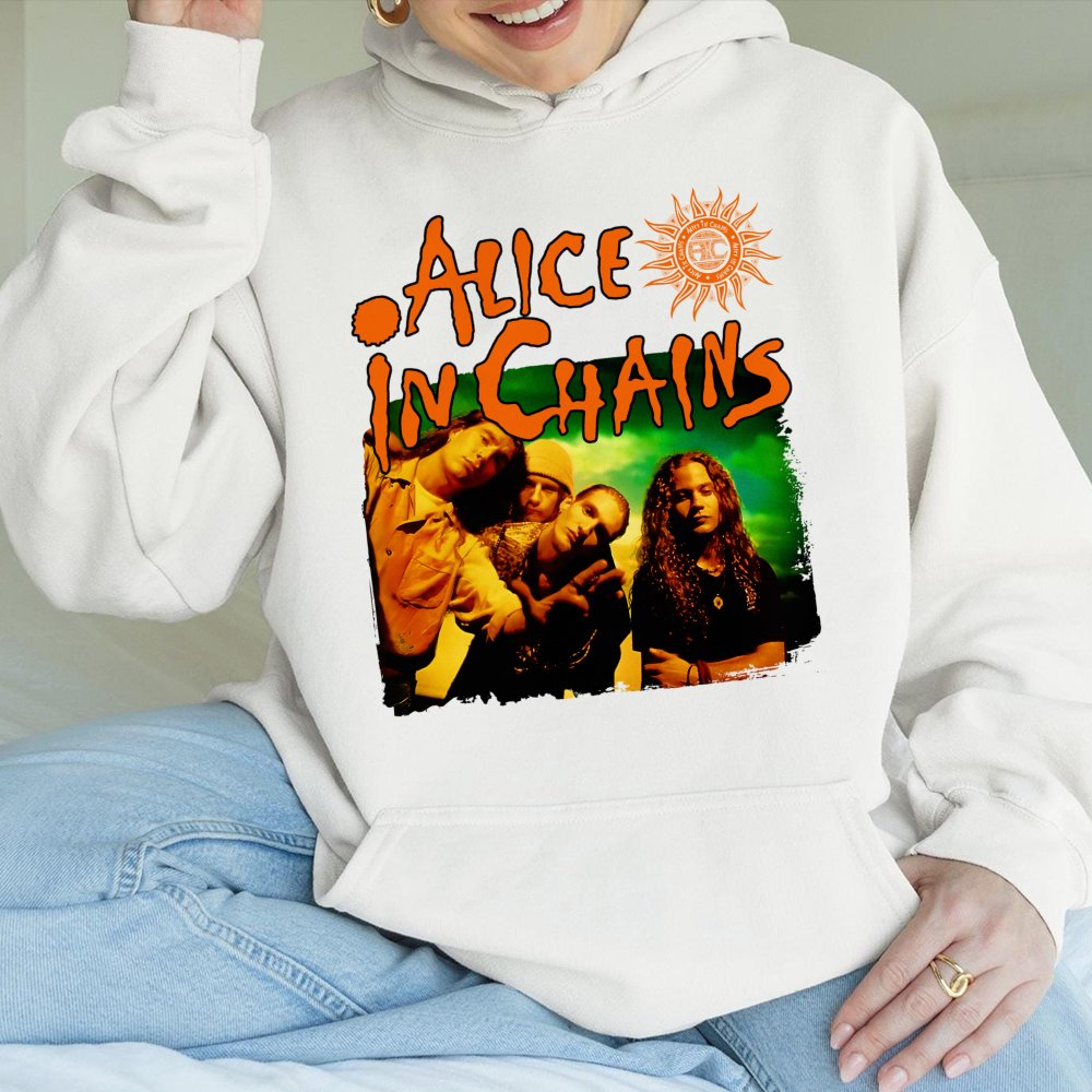 Grunge Band Hoodie | Vintage Alice In Chains Graphic | Premium Cotton Blend | Unisex Rock Music Fan Gift