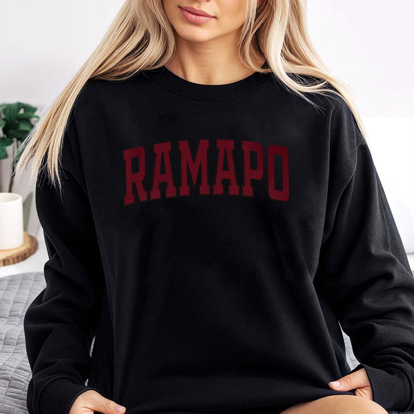 Ramapo College Sweatshirt | Varsity Lettered Graphic Print | Premium Cotton-Polyester Blend | Unisex Campus Apparel Gift for 