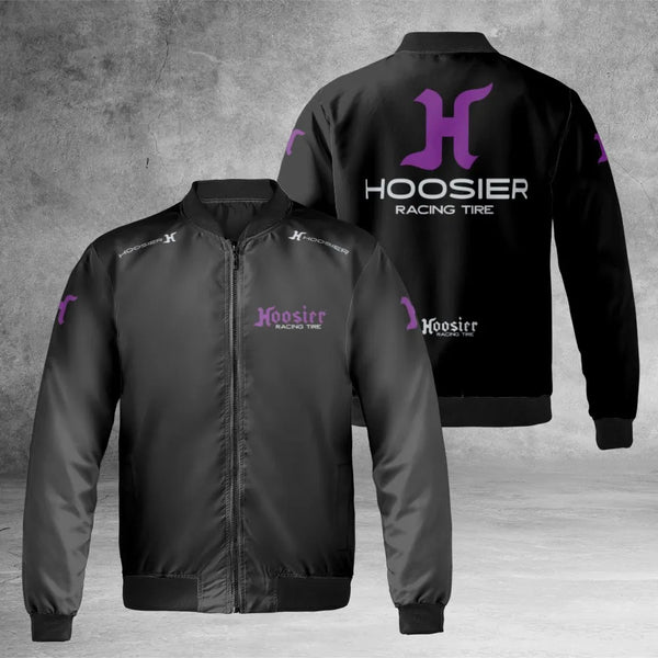 Hoosier Racing Tire Bomber Jacket | Motorsports Logo Graphic | Premium Nylon Outerwear | Unisex Streetwear Gift for Race Fans