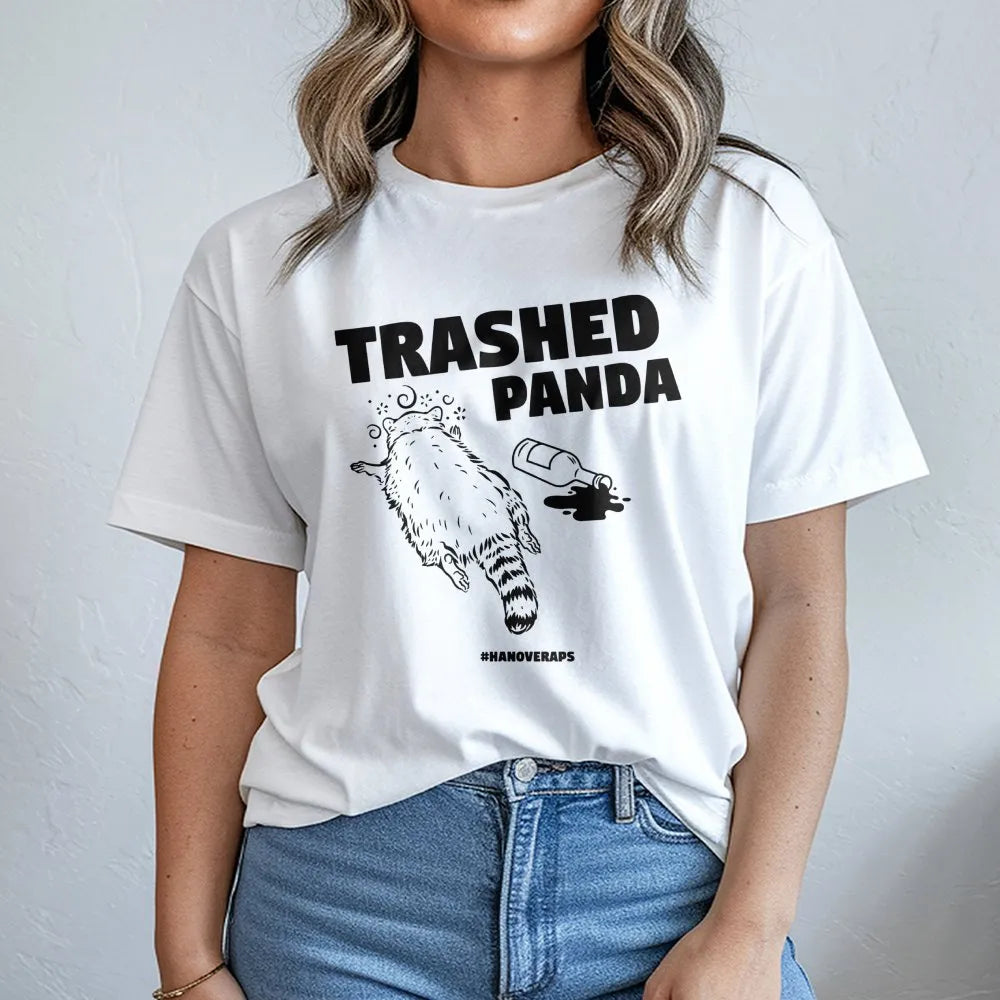 Trashed Panda T-Shirt | Funny Drunk Raccoon Graphic Tee | Premium 100% Cotton Soft Shirt | Perfect Gift for Animal Lovers and