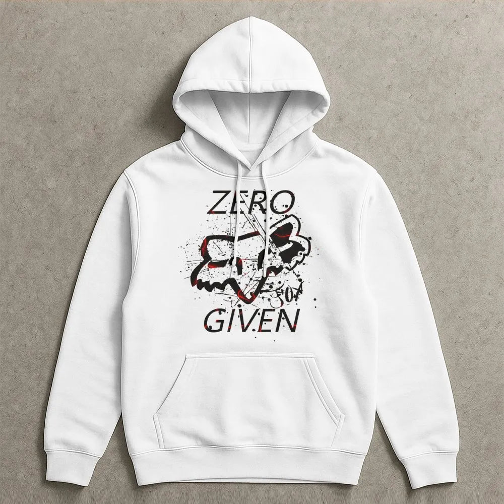 Zero Given Fox Head Hoodie | Splatter Graphic Motocross Design | Premium Cotton-Poly Blend | Unisex Gift for Dirt Bike and MT