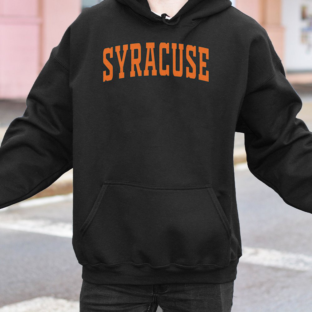 Syracuse College Hoodie | Retro Varsity Text Graphic | Soft Cotton-Polyester Blend | Unisex Gift for Students and Alumni