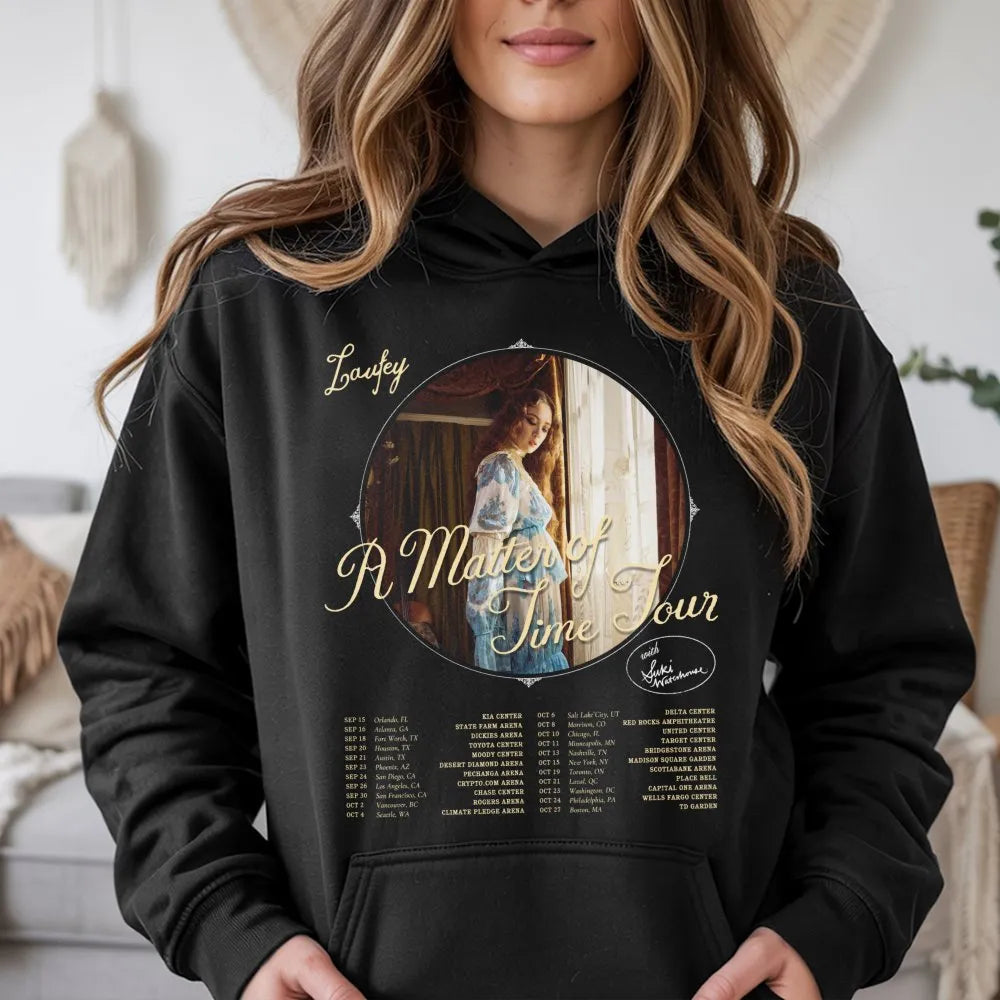 Laufey A Matter Of Time Tour Hoodie | Retro Concert Graphic Sweatshirt | Premium Cotton Blend | Music Lover Fan Gift Apparel