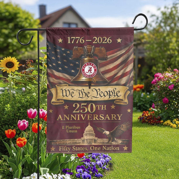 Alabama Crimson Tide Garden Flag | USA 250th Anniversary Patriotic Decor | Double-Sided Polyester | Collector's Gift for Fans