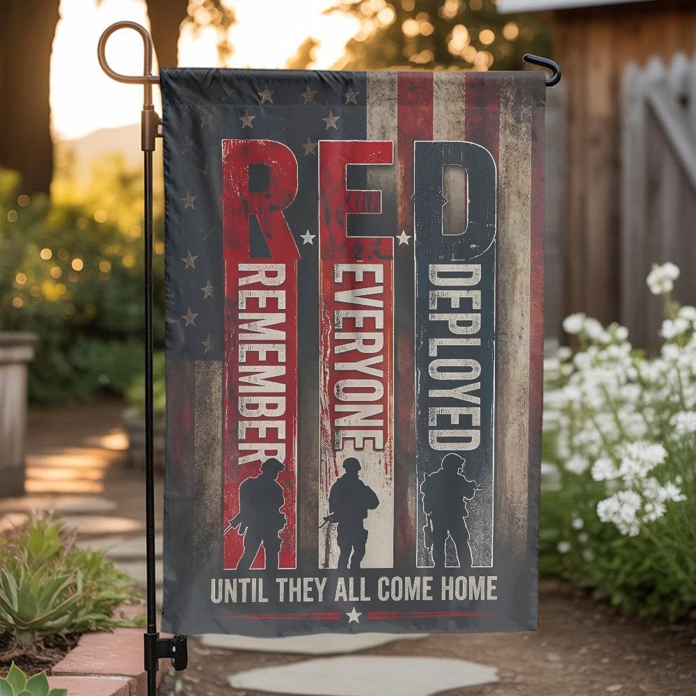 R.E.D. Friday Garden Flag | Remember Everyone Deployed Vintage Design | Double-Sided Polyester | Support Our Troops Gift for 