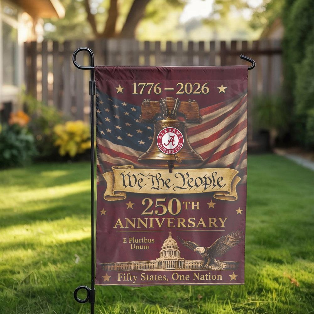Alabama Crimson Tide Garden Flag | USA 250th Anniversary Patriotic Decor | Double-Sided Polyester | Collector's Gift for Fans