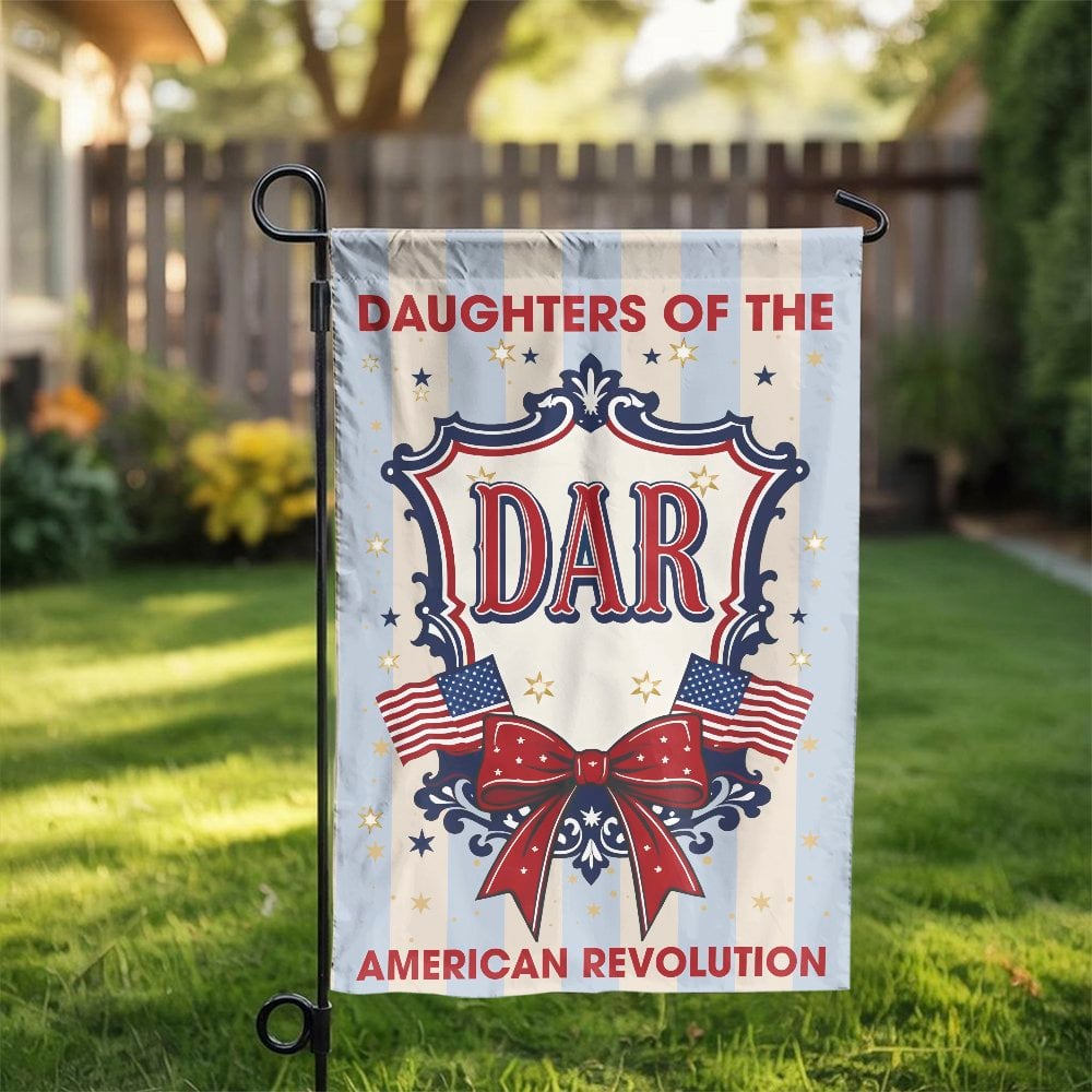 Daughters of the American Revolution Garden Flag | Patriotic DAR Emblem & Double Sided Print | Weather-Resistant Polyester | 